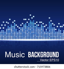 Music background equalizer  Sound wave on blue background. Vector illustration. Eps 10