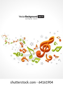 Music background with fly notes