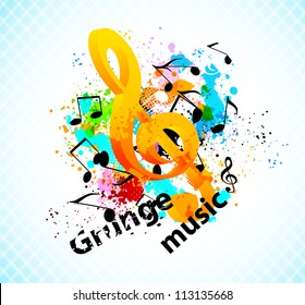 Music background with g-clef. Abstract colorful illustration