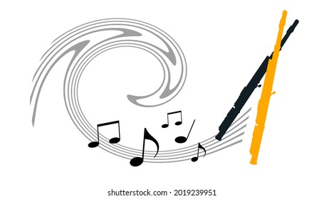 Music background graphic with flute in vector quality.