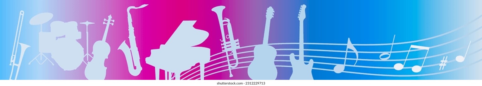 Music background graphic for use as a template for flyer or for use in web design.