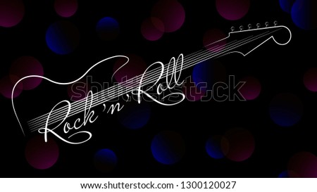 Music Background Guitar Inscription Rock Roll Stock Vector Royalty