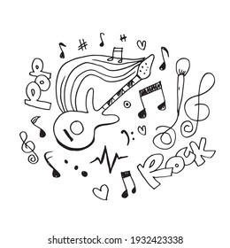 Music Background Hand drawn music set illustration. illustrations of music images, design concept.