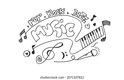 Music Background Hand drawn music set illustration. illustrations of music images, design concept.