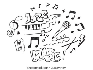 Music Background Hand drawn music set illustration. illustrations of music images, design concept.