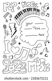 Music Background Hand dibujó la ilustración del conjunto de música. ilustraciones de imágenes musicales, concepto de diseño.