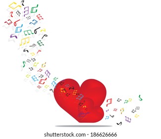 music background with heart and notes