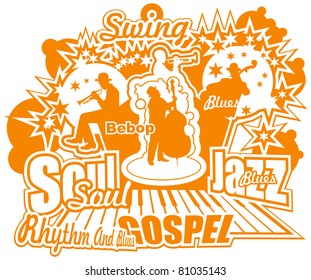 Music background with jazzmen. Vector