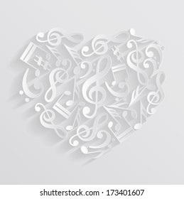 Music Background. Notes Heart