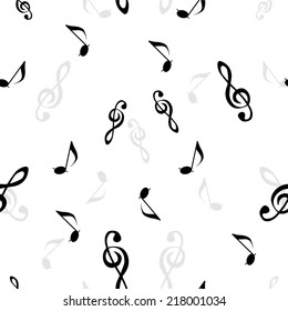 Music background with notes and treble clef