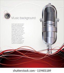 Music background with old microphone