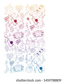 Music background for patterns. Vector illustration with musical instruments.
