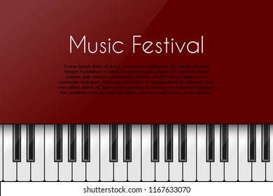 Music background with piano keyboard, poster design template.