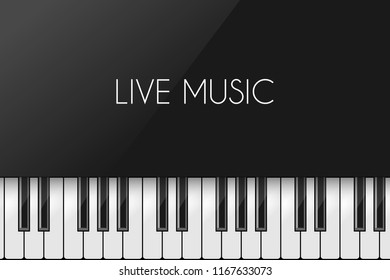 Music background with piano keyboard, poster design template.