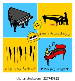Music Background / Set of Music illustrations - hand drawn in vector