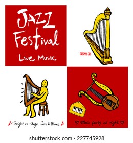 Music Background / Set of Music illustrations - hand drawn in vector