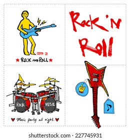 Music Background / Set of Music illustrations - hand drawn in vector
