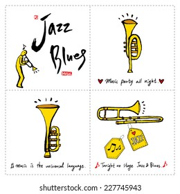 Music Background / Set of Music illustrations - hand drawn in vector