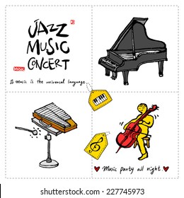 Music Background / Set of Music illustrations - hand drawn in vector