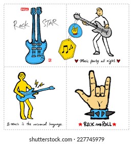 Music Background / Set of Music illustrations - hand drawn in vector