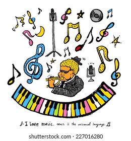 Music Background / Set of Music Instruments - hand drawn in vector