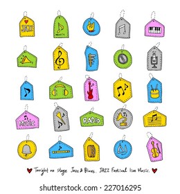 Music Background / Set of Music Instruments - hand drawn in vector