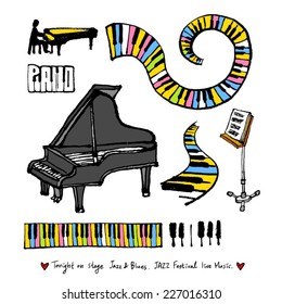 Music Background / Set of Music Instruments - hand drawn in vector