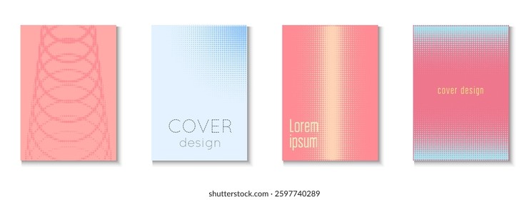 Music Background Set. Summer Art In Minimal Design. Dynamic Design For Hipster Folder. Business Flyer. Minimalist Halftone Texture. Geometric Wave Cover. Trendy Music Background