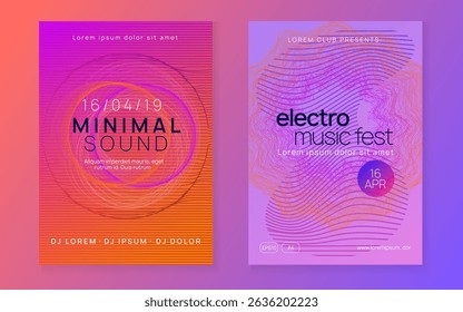 Music Background. Soundwave Radio Illustration. Fest Trance Graphic. Party Poster. Pink Edm Banner. Concert Invite. Violet Discotheque Event. Blue Music Background