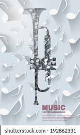 Music background with trumpet and notes 
