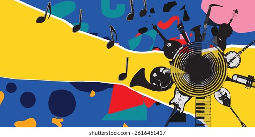 Music background with various musical instruments – vector illustration
