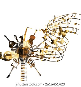 Music background with various musical instruments – vector illustration