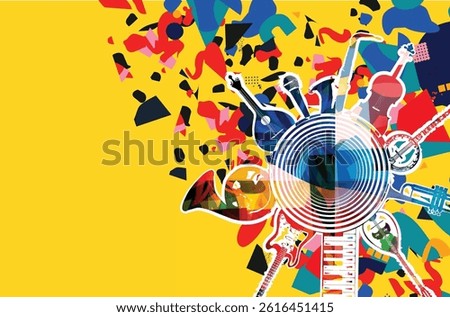 Music background with various musical instruments – vector illustration
