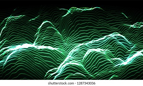 Music Background Vector. Digital Big Flow. Dj Backdrop. 3D Illustration