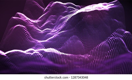 Music Background Vector. Digital Big Flow. Dj Backdrop. 3D Illustration