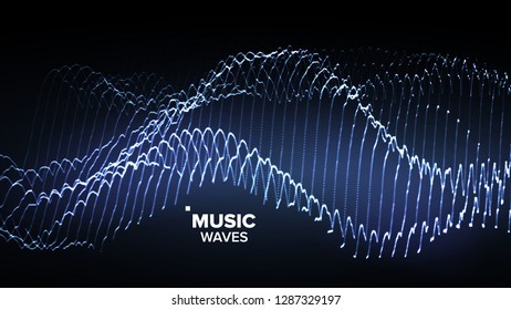Music Background Vector. Glitch Network. Electro Party. 3D Illustration