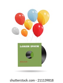  Music Background Vector Illustration with Balloons. EPS10