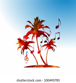music background with vector palm tree