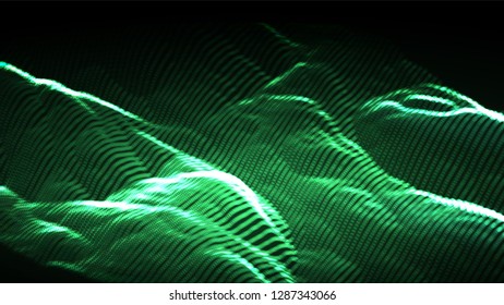 Music Background Vector. Tech, Futuristic. Signal Grid. 3D Illustration