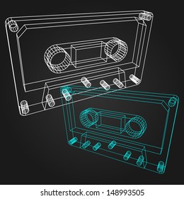 Music background. Vector music wallpaper. Cassette tape vector background. Retro music. 90s music. 80s sound. Mix tape. Audio pattern. 