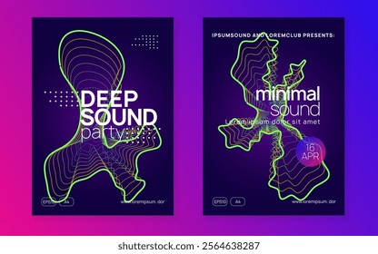 Music Background. Violet Discotheque Set. Nightclub Radio Illustration. Trance Cover. Sound Festival Graphic. Blue Fest Banner. Dance Event. Green Discotheque Flyer