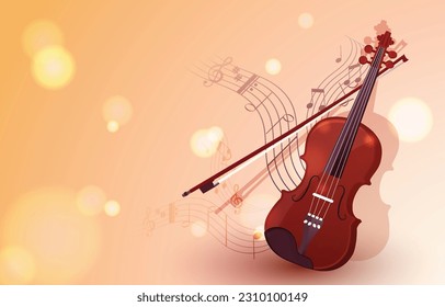 Music Background with Violin and Music Note