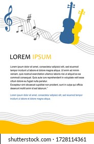 fondo musical con violín en calidad vectorial