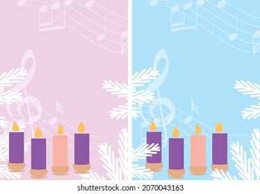 music backgrounds with 4 advent candles - vector illustration