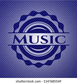 Music badge with denim texture