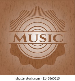 Music badge with wooden background