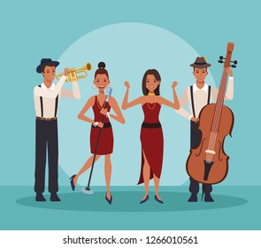 Music band cartoon