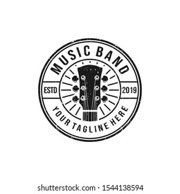 Music And Band Classic Logo, Guitar, Music Club Vintage Logo