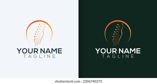 Music and band classic logo, guitar, music club vintage logo