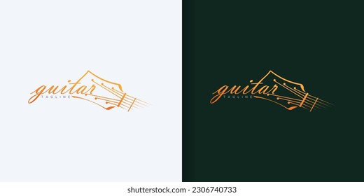 Music and band classic logo, guitar, music club vintage logo